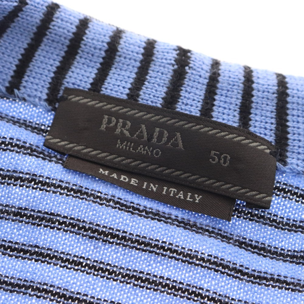 ■ Prada Cardigan Long Sleeve Top Wool 100% Striped Men's Size 50 Blue