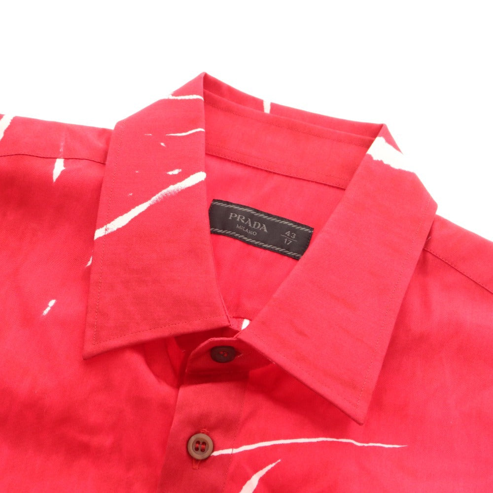 ■ Prada Shirt Short Sleeve Top Cotton Shirt Men's 43 Red