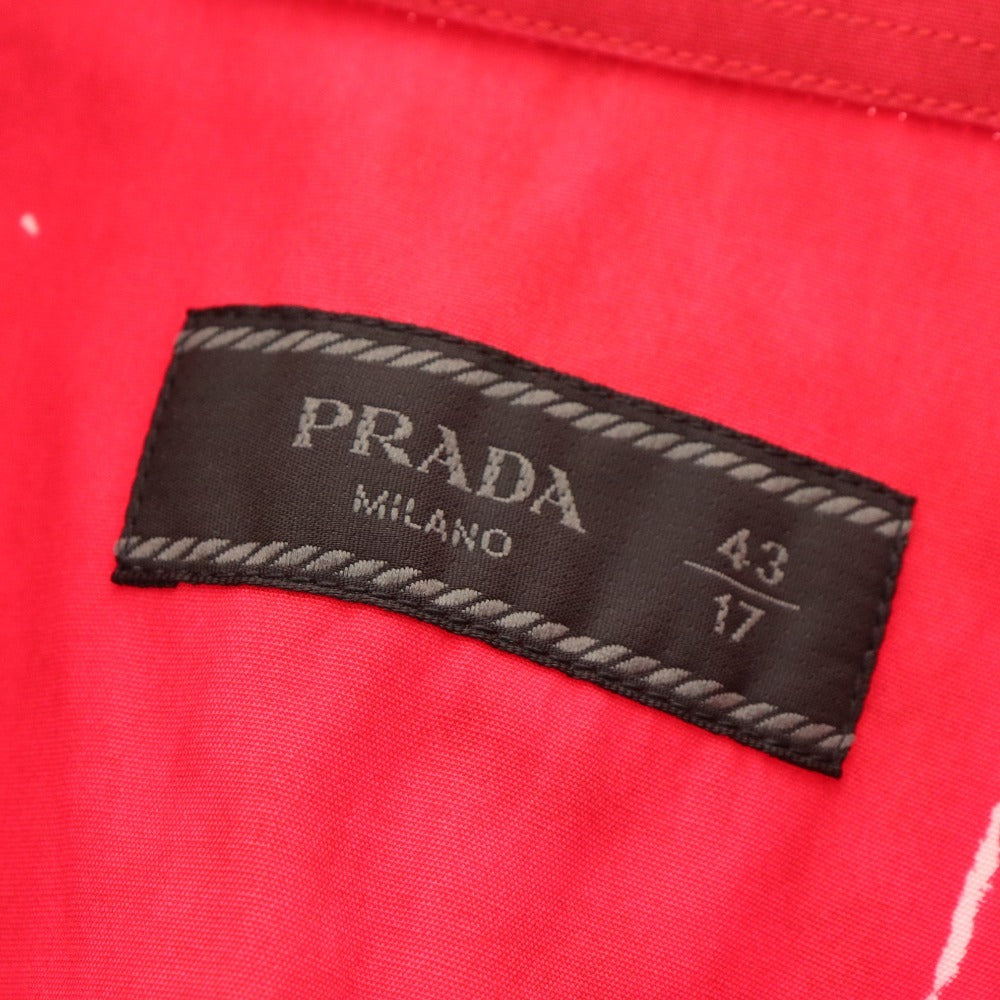 ■ Prada Shirt Short Sleeve Top Cotton Shirt Men's 43 Red