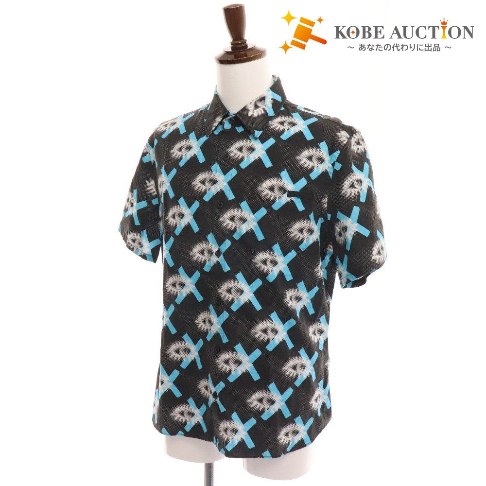 ■ Prada Shirt Short Sleeve Top Cotton Shirt All-over Pattern Men's 42 Black