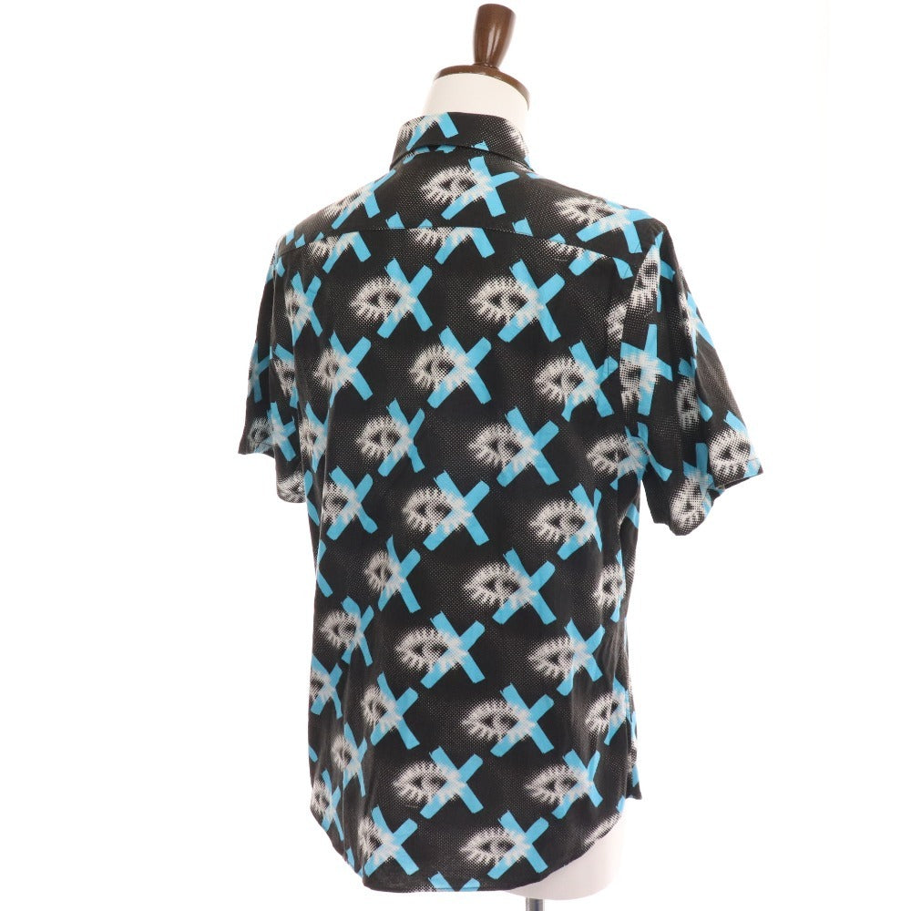 ■ Prada Shirt Short Sleeve Top Cotton Shirt All-over Pattern Men's 42 Black