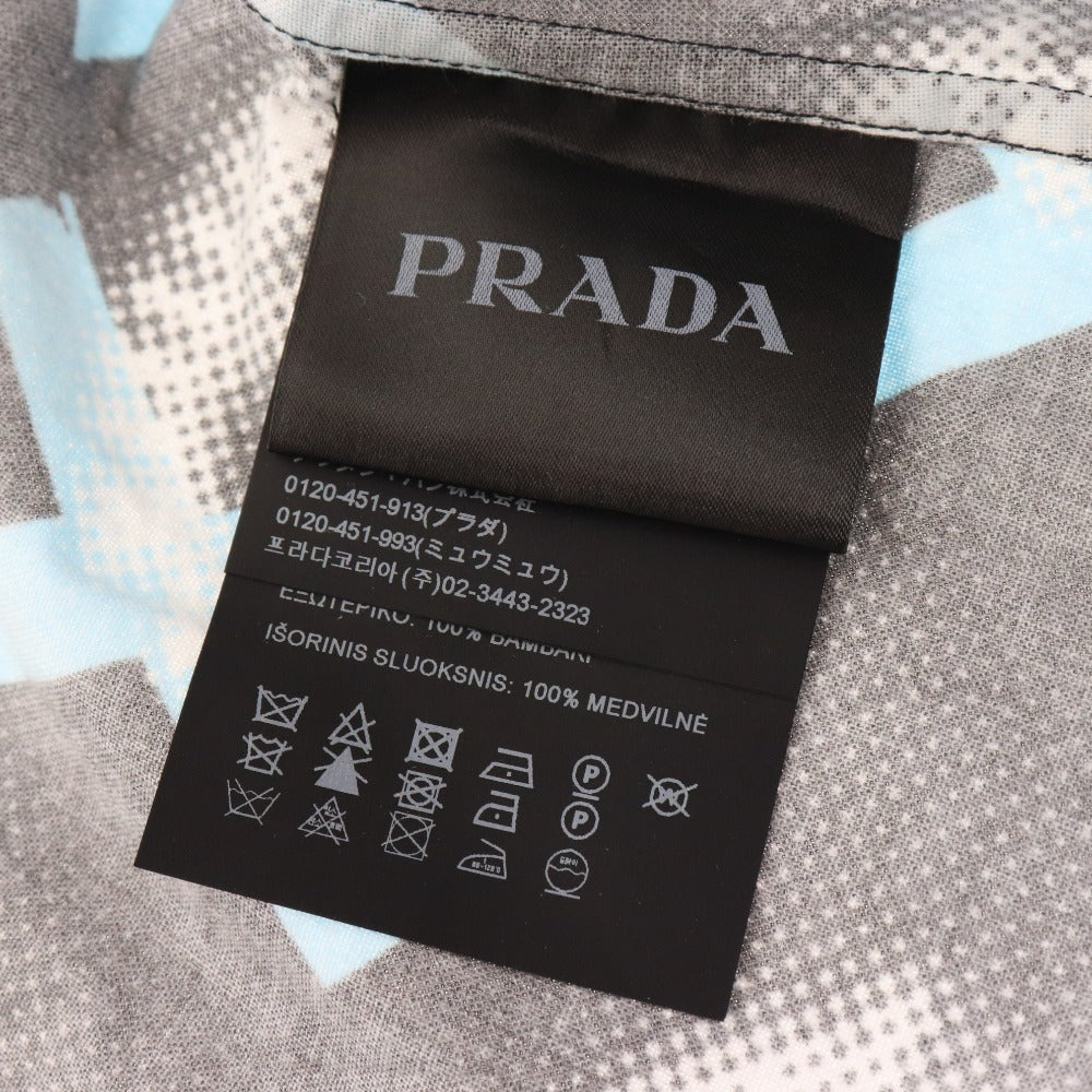 ■ Prada Shirt Short Sleeve Top Cotton Shirt All-over Pattern Men's 42 Black