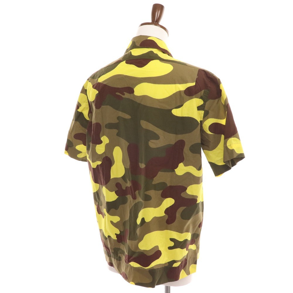 ■ Moncler CAMICIA shirt, short sleeves, top, camouflage, camouflage, all-over pattern, men's, M, khaki, yellow