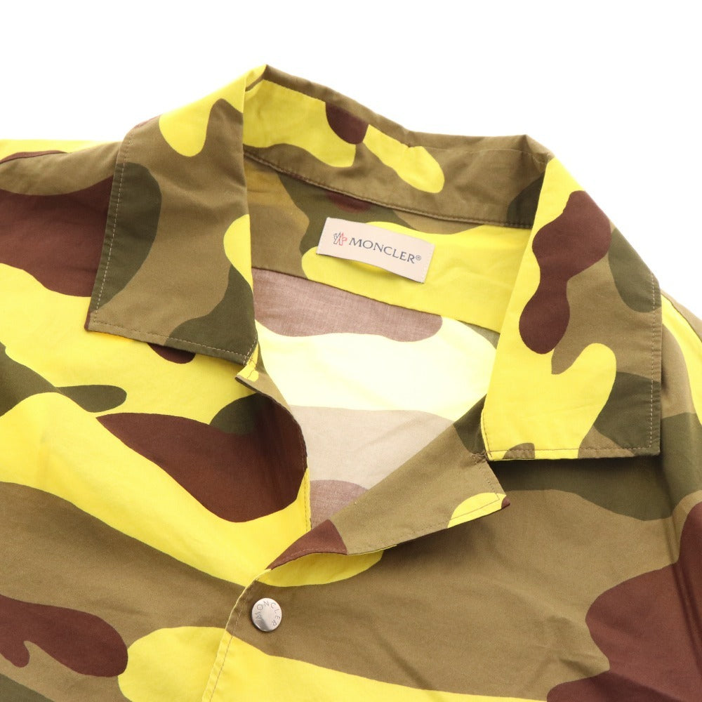 ■ Moncler CAMICIA shirt, short sleeves, top, camouflage, camouflage, all-over pattern, men's, M, khaki, yellow