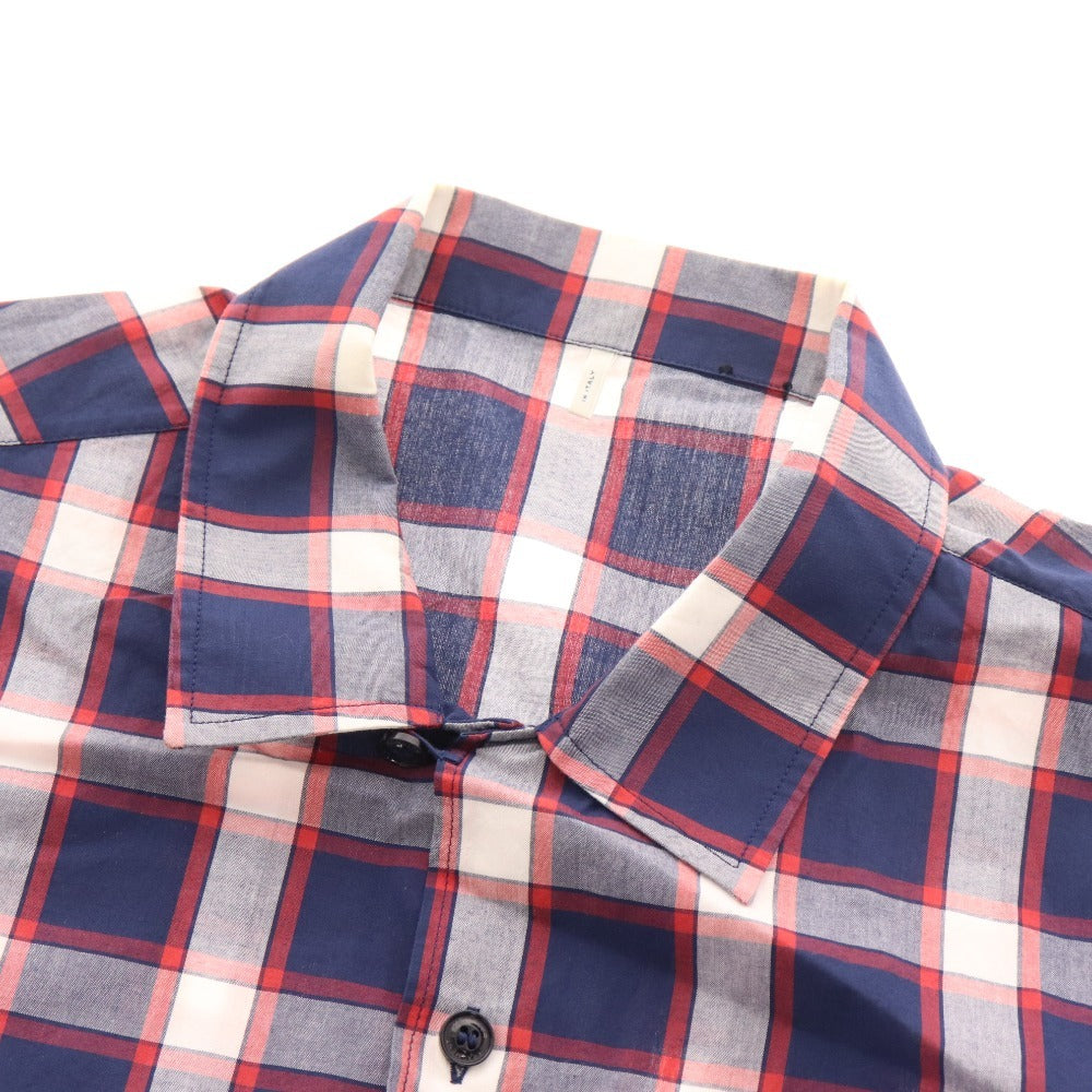 ■ モンクレール CAMICIA シャツ 長袖 トップス コットンシャツ チェックシャツ フラグメント メンズ 4 ネイビー系