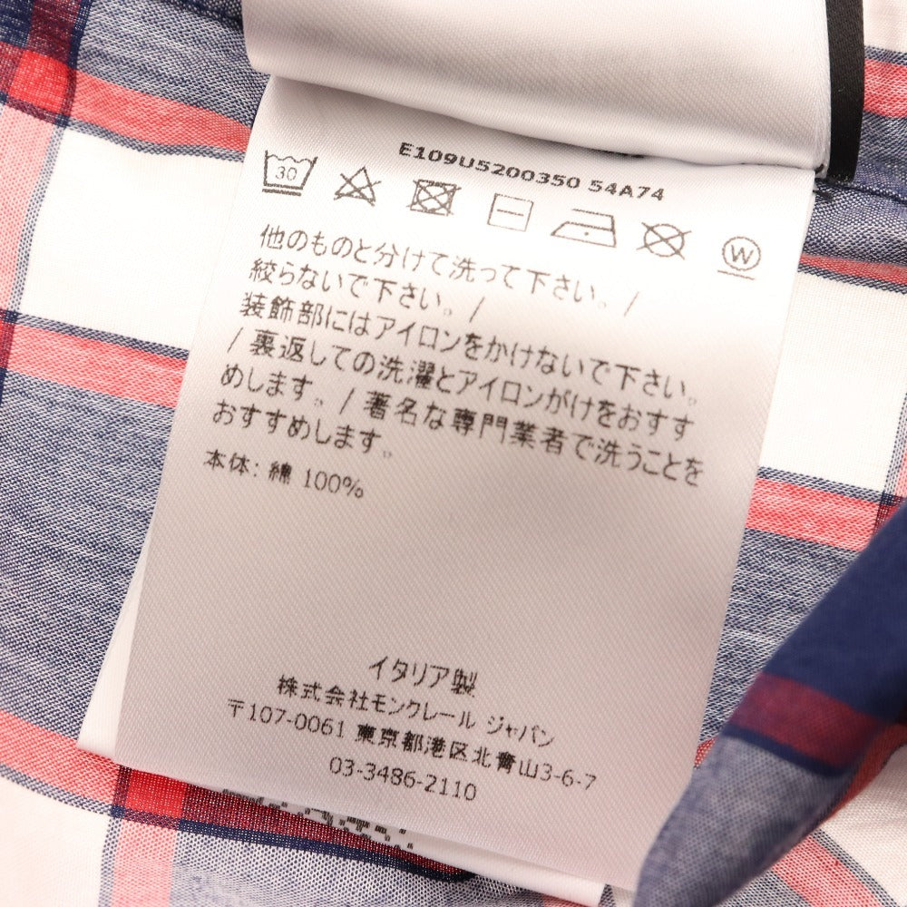 ■ モンクレール CAMICIA シャツ 長袖 トップス コットンシャツ チェックシャツ フラグメント メンズ 4 ネイビー系