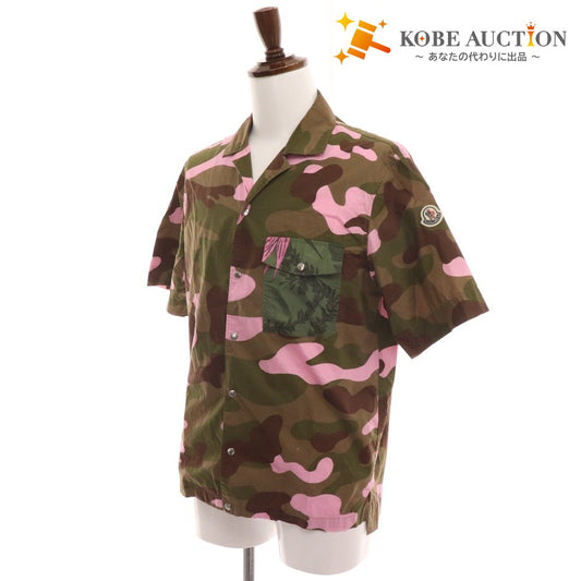 ■ Moncler CAMICIA shirt, short sleeves, top, camouflage, all-over pattern, men's, M, khaki, pink