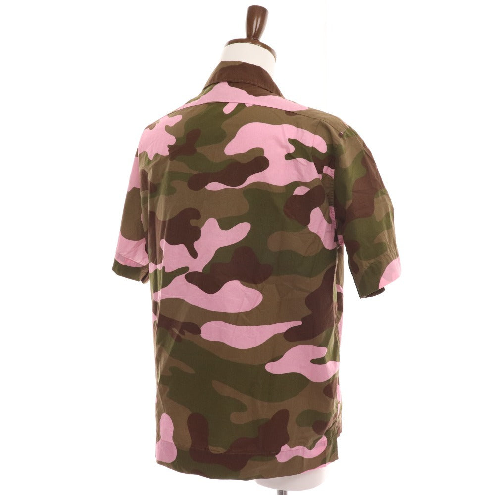 ■ Moncler CAMICIA shirt, short sleeves, top, camouflage, all-over pattern, men's, M, khaki, pink