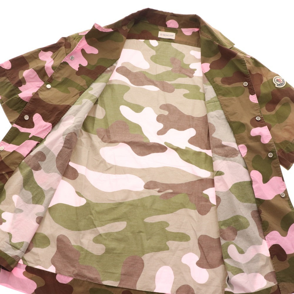 ■ Moncler CAMICIA shirt, short sleeves, top, camouflage, all-over pattern, men's, M, khaki, pink