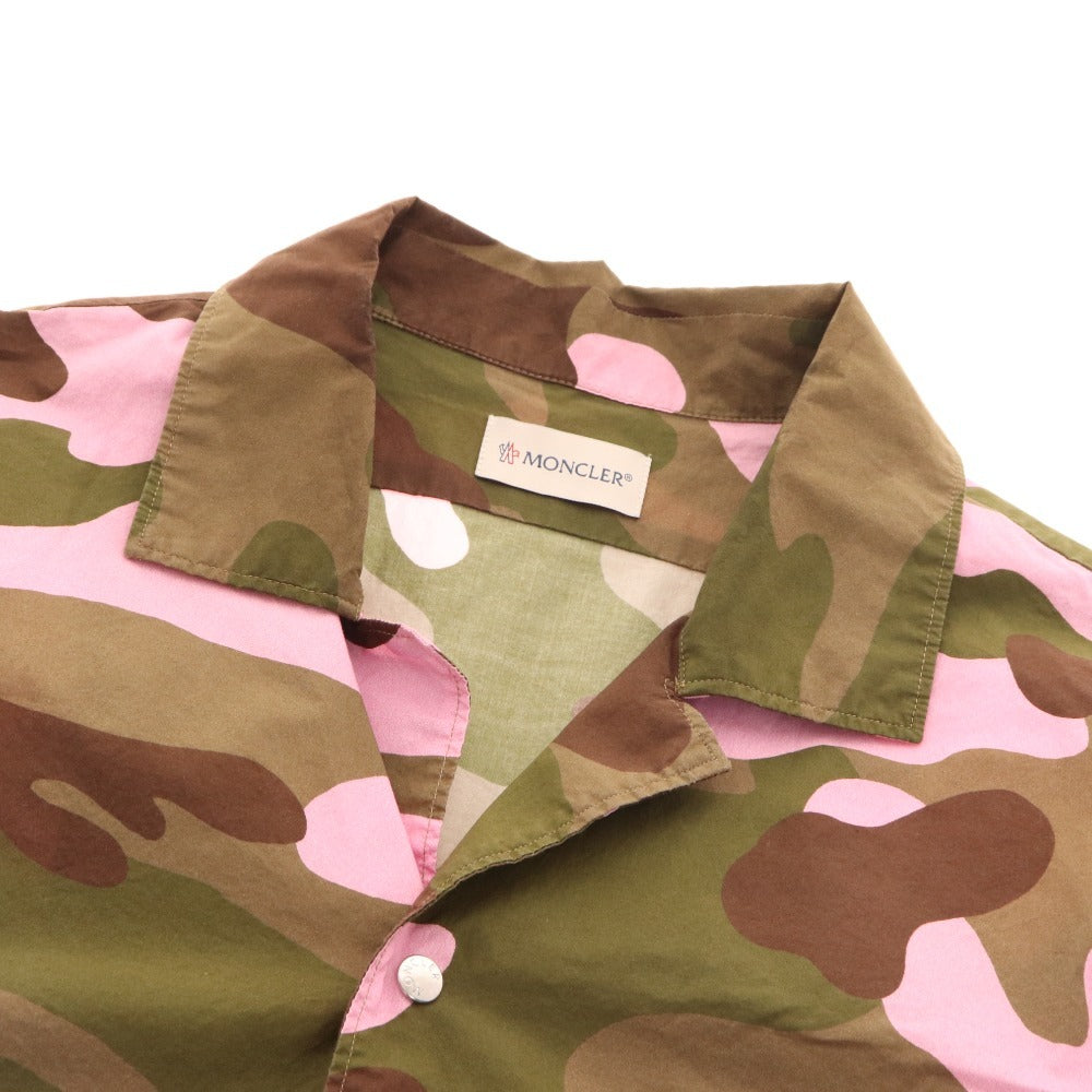 ■ Moncler CAMICIA shirt, short sleeves, top, camouflage, all-over pattern, men's, M, khaki, pink