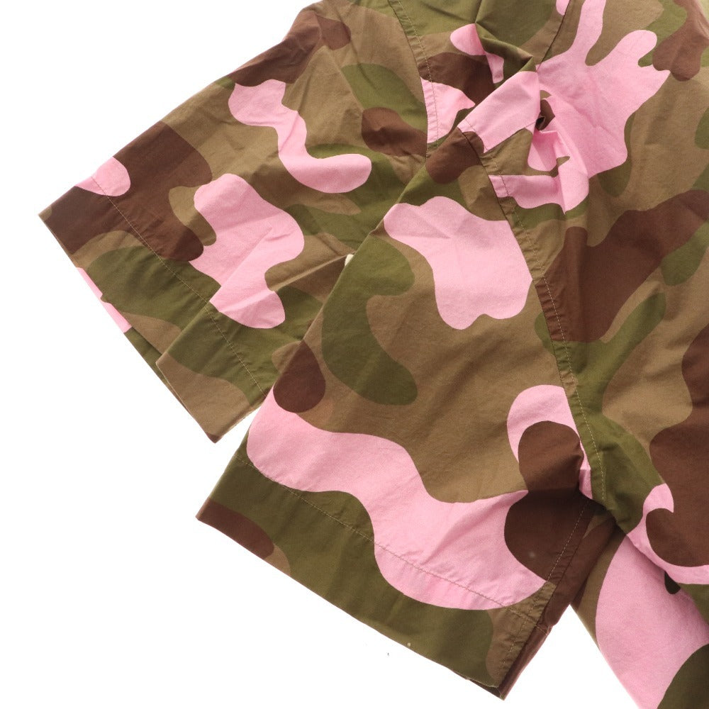 ■ Moncler CAMICIA shirt, short sleeves, top, camouflage, all-over pattern, men's, M, khaki, pink