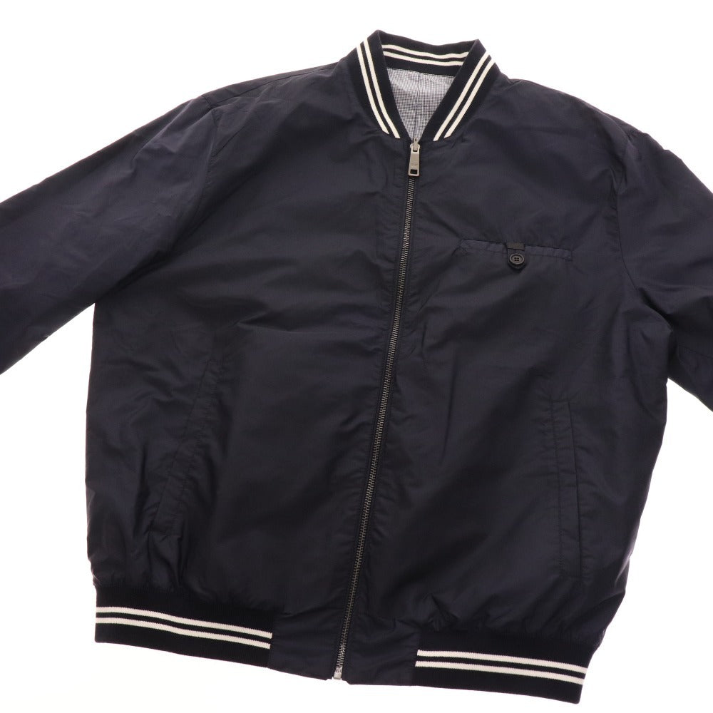 ■ Prada varsity jacket, 3/4 sleeve outerwear, reversible zip-up, men's size 50, navy