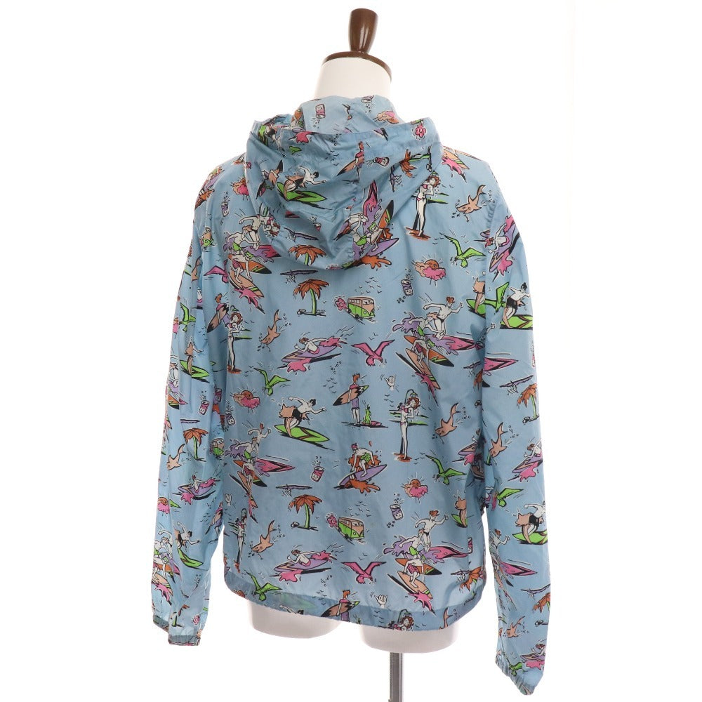 ■ Prada nylon parka jacket, surfing, surf pattern, outerwear, all-over pattern, men's, XL, blue