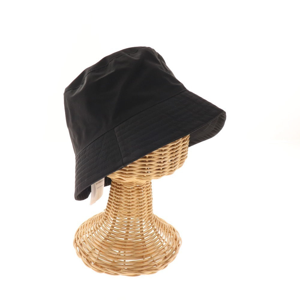 ■ モンクレール CAPPELLO バケットハット 帽子 ナイロン ロゴワッペン メンズ レディース M ブラック