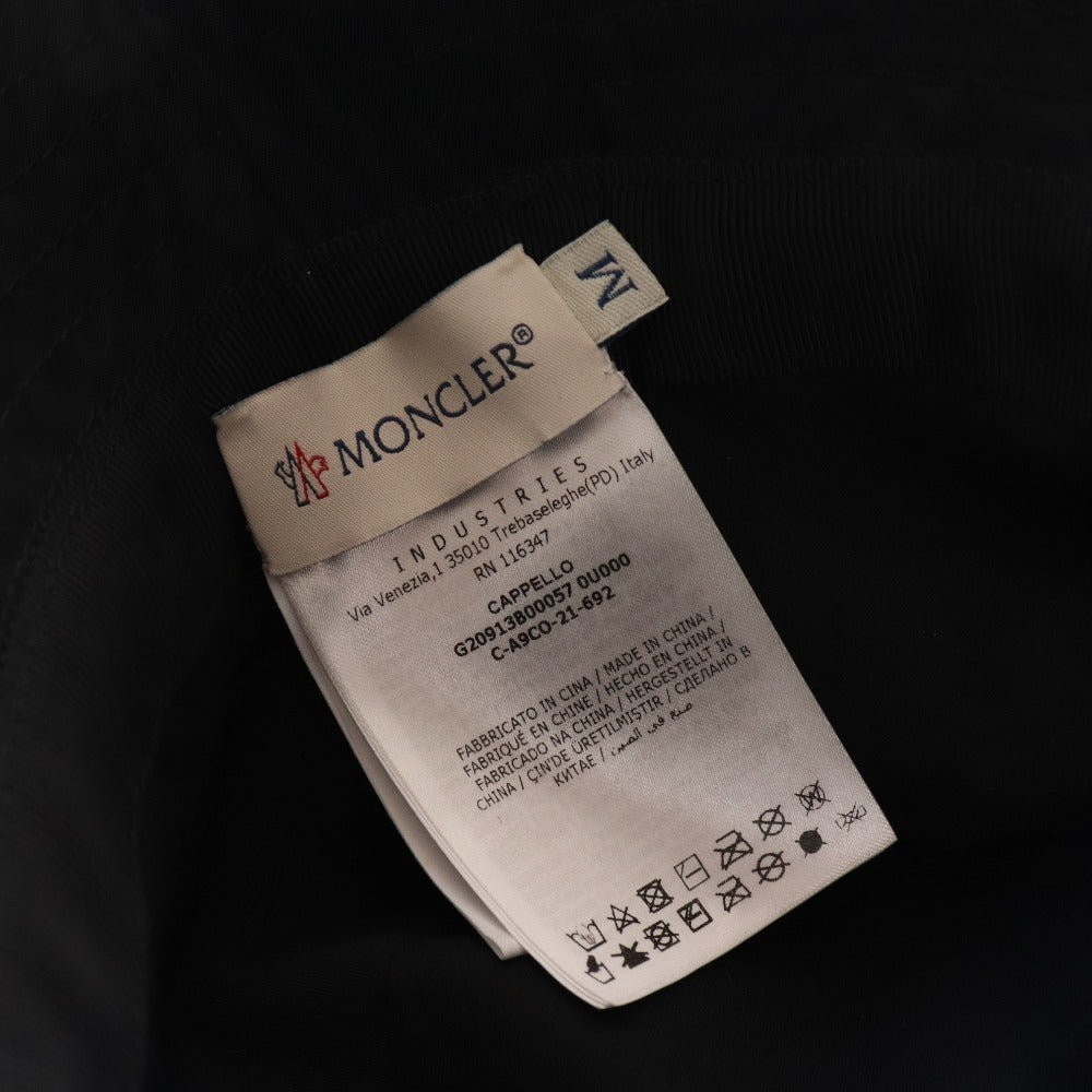 ■ モンクレール CAPPELLO バケットハット 帽子 ナイロン ロゴワッペン メンズ レディース M ブラック