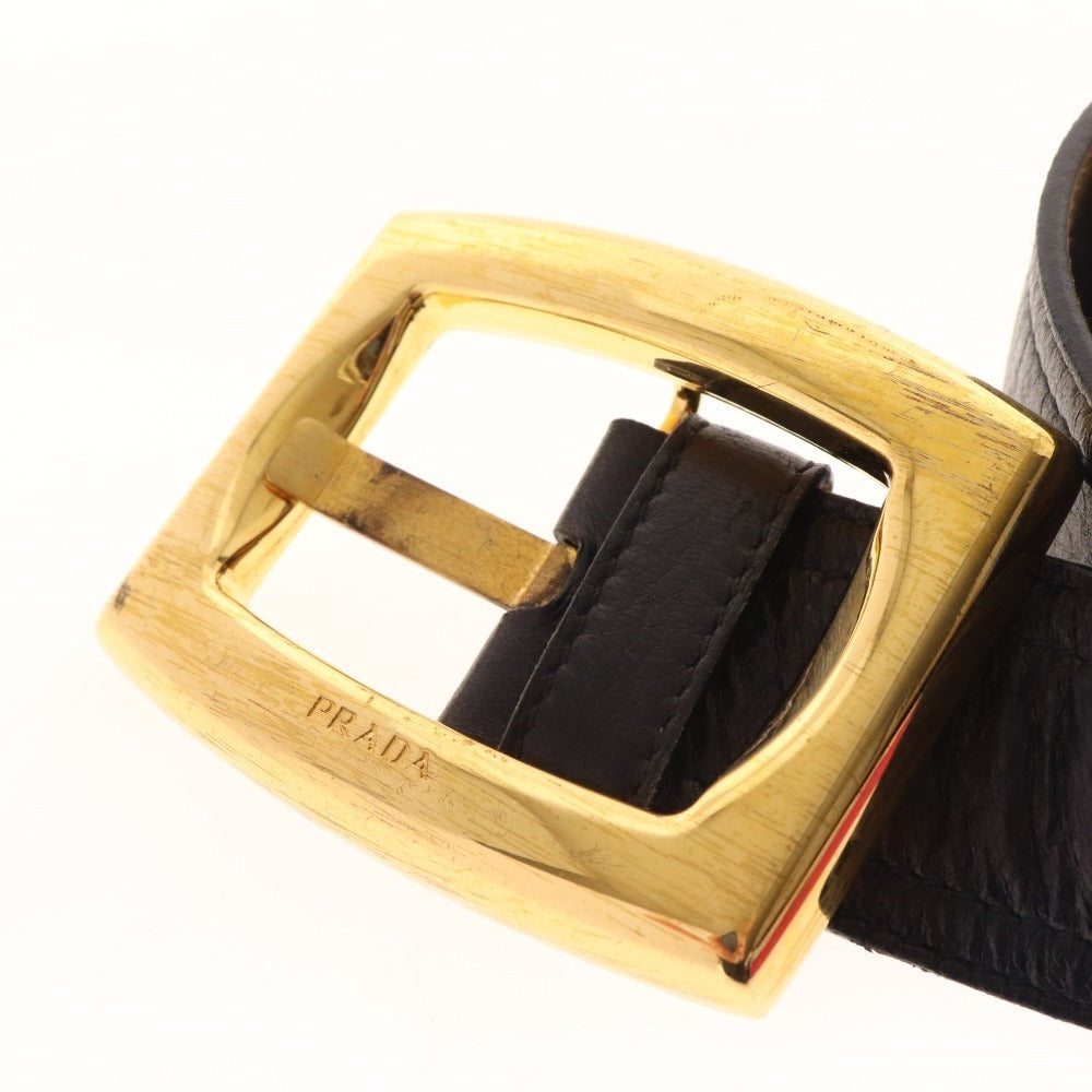 ■ Prada Belt Buckle 1C 4141 6 Gold Hardware Men's 80/32 Black