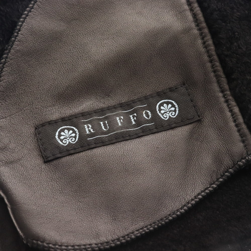 ■ ルッフォ ブルゾン ジャケット ジップアップ レザージャケット アウター メンズ 42 ブラック