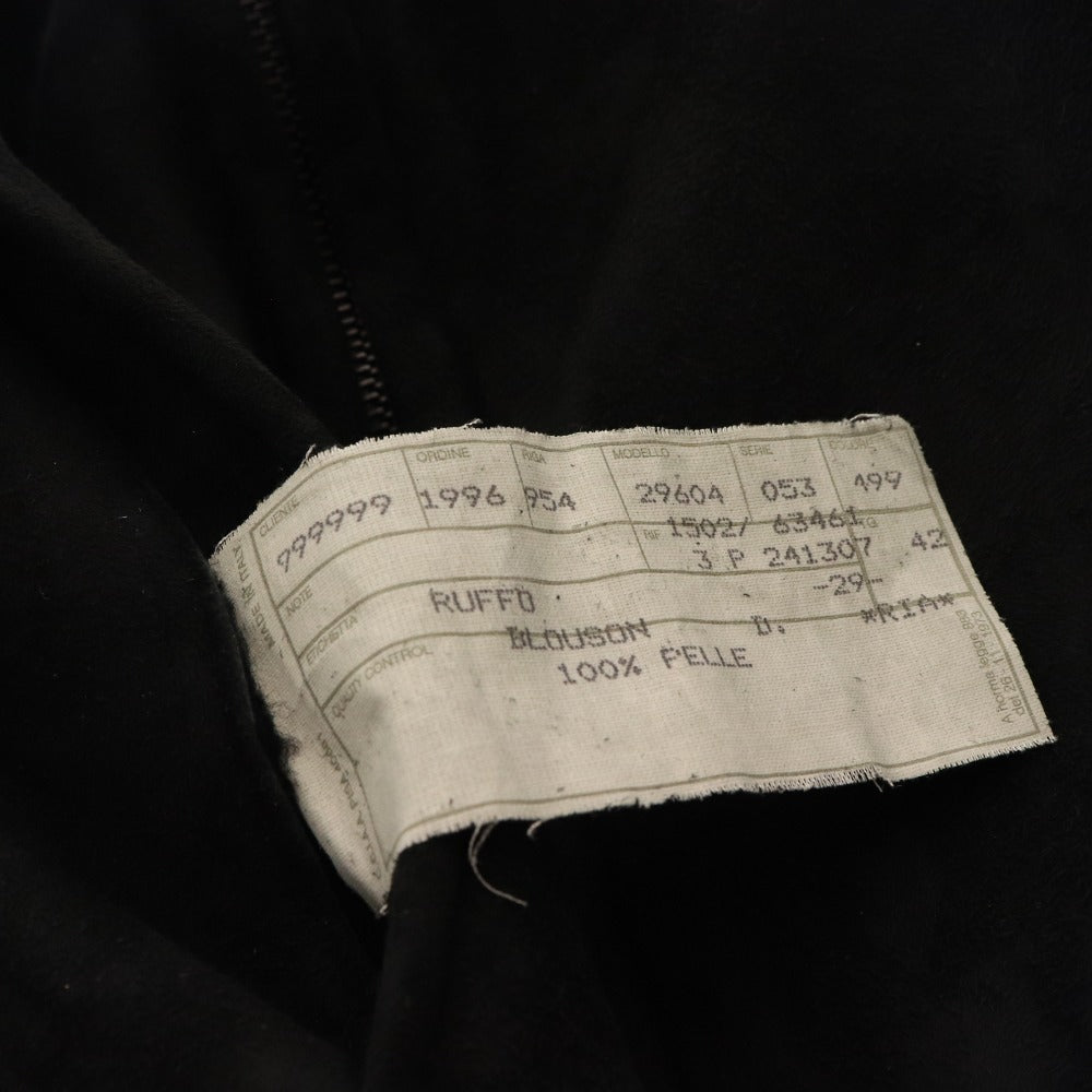 ■ ルッフォ ブルゾン ジャケット ジップアップ レザージャケット アウター メンズ 42 ブラック