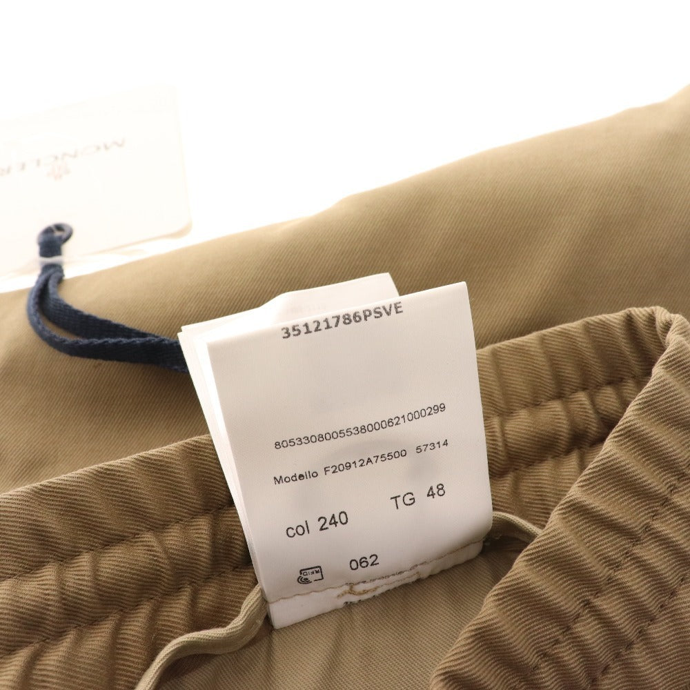 ■ Moncler Pantaloons Pants Stretch Bottoms Elastic Waist Chinos Men's Size 48 Beige Tag Included Unused