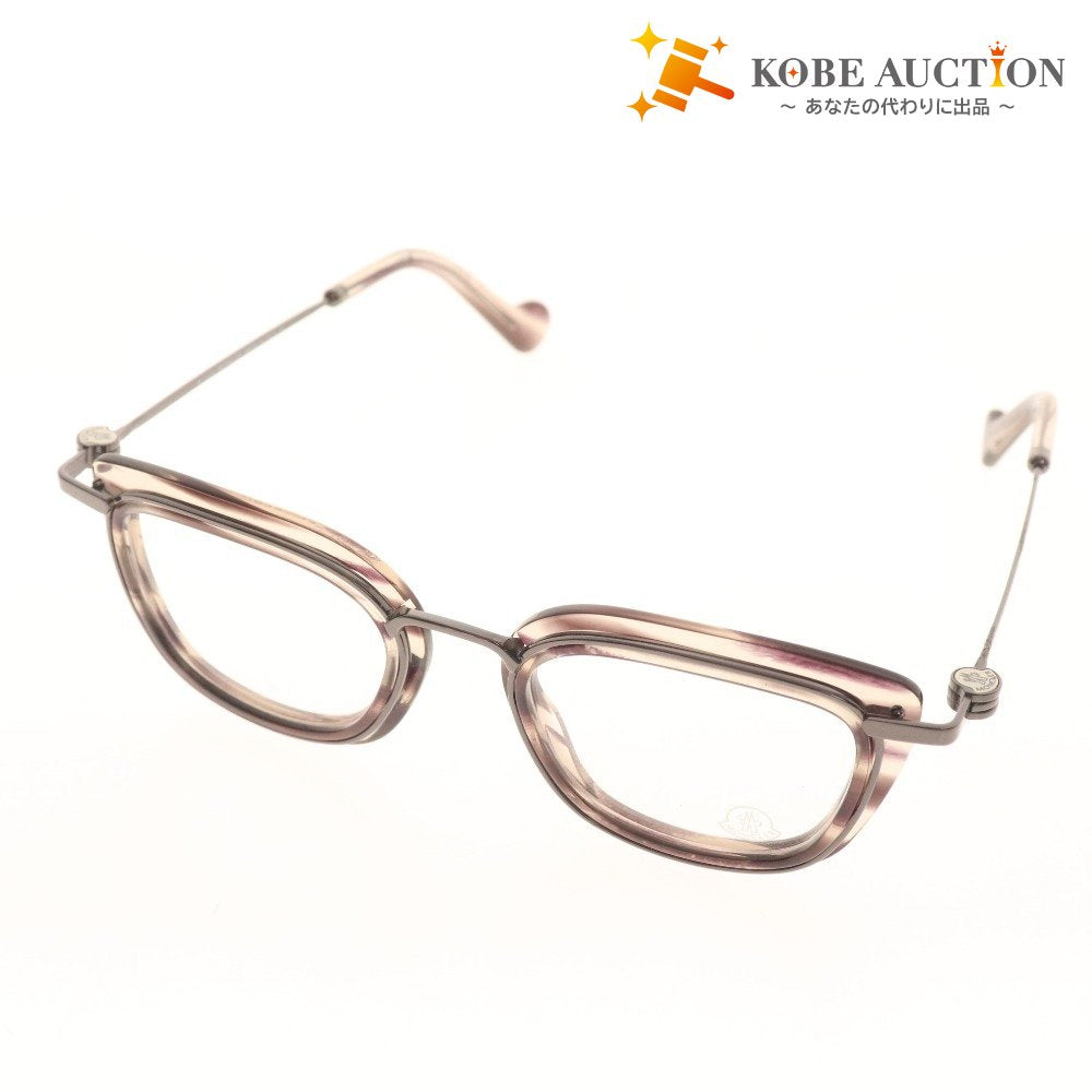 ■ Moncler Glasses Eyeglasses ML 5008 081 48□20 140 Eyewear Tortoise Shell Pattern Non-Prescription Men's Women's Gray Case Included