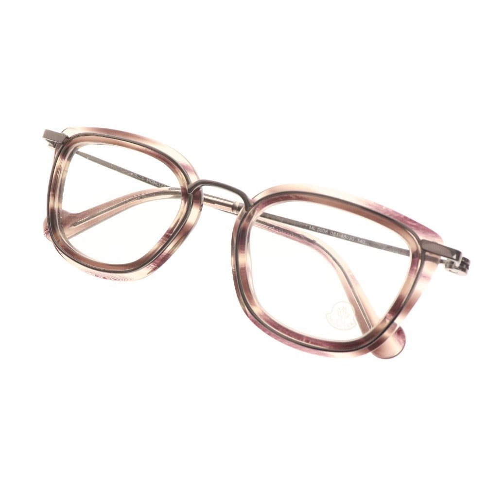 ■ Moncler Glasses Eyeglasses ML 5008 081 48□20 140 Eyewear Tortoise Shell Pattern Non-Prescription Men's Women's Gray Case Included