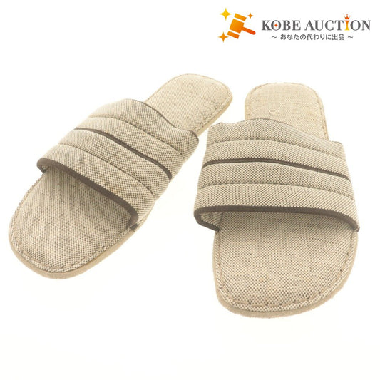 ■ PRADA プラダ スリッパ シューズ 靴 スリッポン イタリア製 室内履き メンズ レディース 40 (25cm相当) ライトベージュ 鞄 ポーチ付き