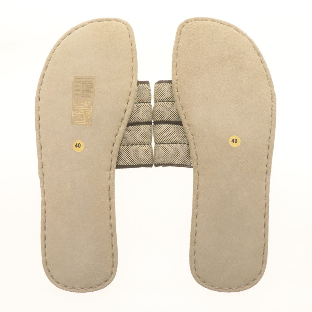 ■ PRADA プラダ スリッパ シューズ 靴 スリッポン イタリア製 室内履き メンズ レディース 40 (25cm相当) ライトベージュ 鞄 ポーチ付き