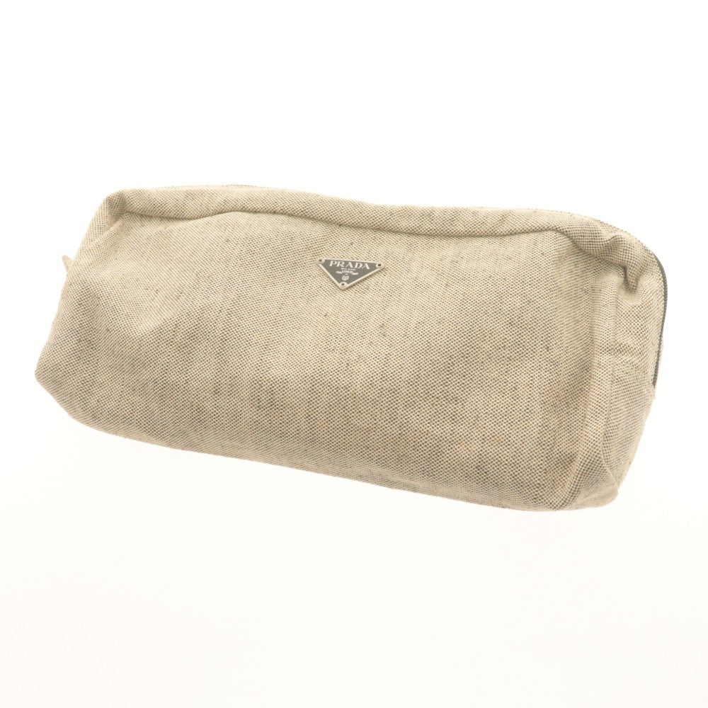 ■ PRADA プラダ スリッパ シューズ 靴 スリッポン イタリア製 室内履き メンズ レディース 40 (25cm相当) ライトベージュ 鞄 ポーチ付き