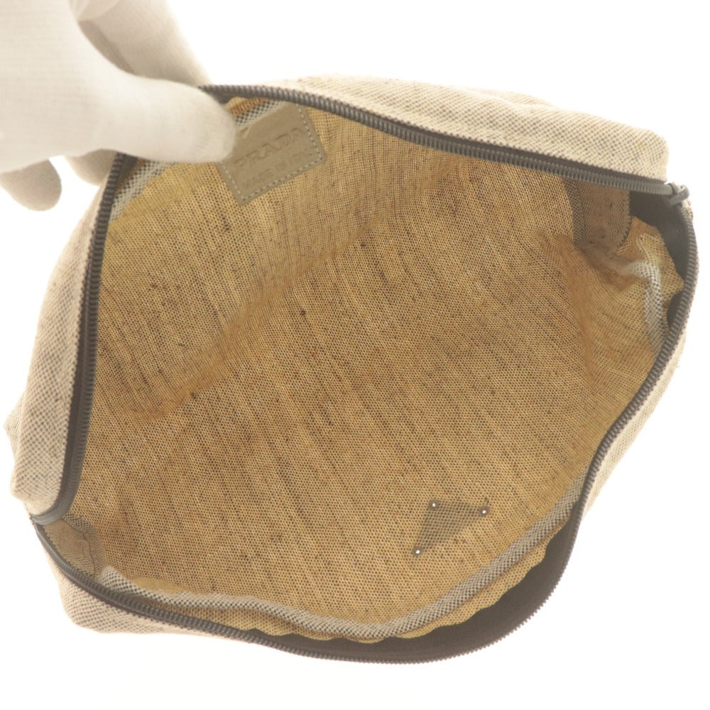 ■ PRADA プラダ スリッパ シューズ 靴 スリッポン イタリア製 室内履き メンズ レディース 40 (25cm相当) ライトベージュ 鞄 ポーチ付き