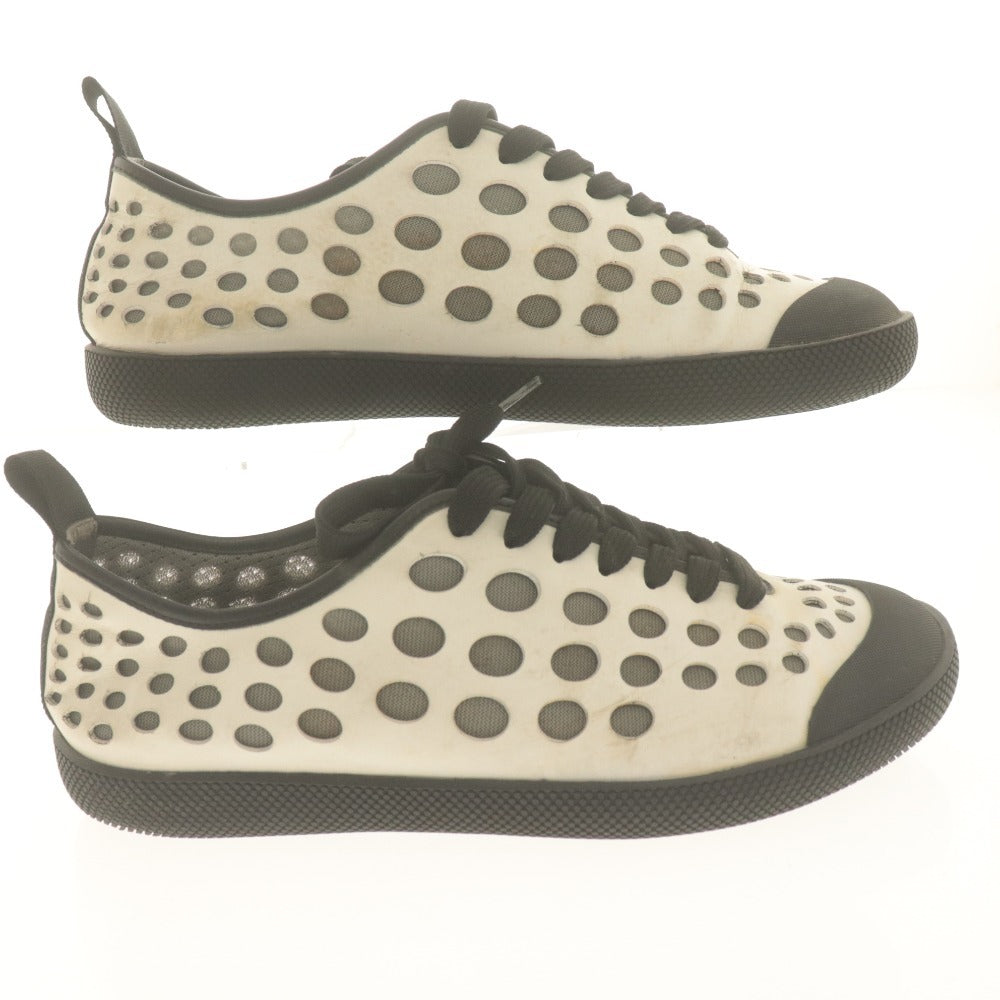 ■ PRADA プラダ ローカットスニーカー 2EG147 革靴 レザー 穴 ドット柄 メンズ レディース 6 1/2 (24.5cm相当) ホワイト ブラック 白黒