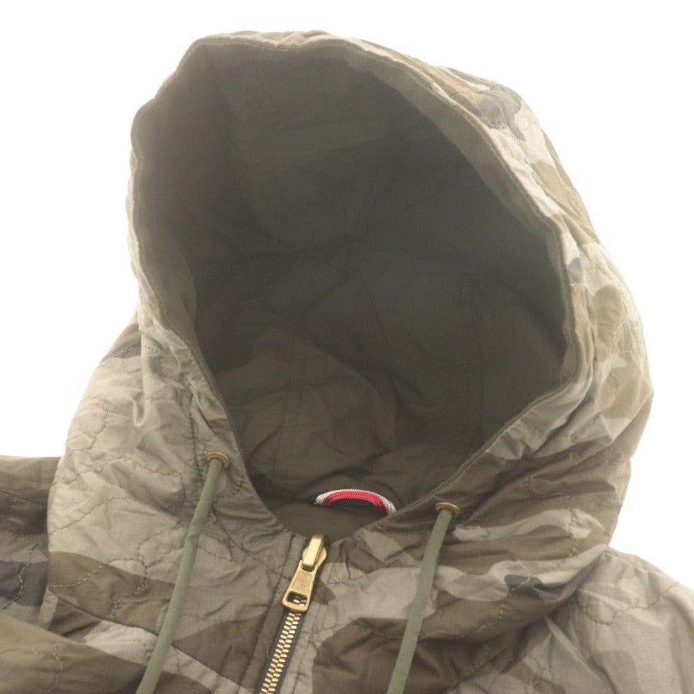 ■ モンクレール ダウンジャケット 長袖 アウター 迷彩柄 フード イタリア製 メンズ 3 (L相当) ブラック グレー ブラウン