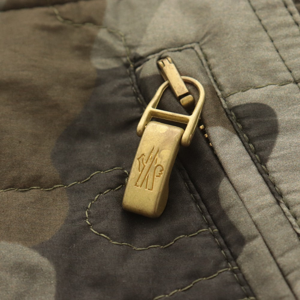 ■ モンクレール ダウンジャケット 長袖 アウター 迷彩柄 フード イタリア製 メンズ 3 (L相当) ブラック グレー ブラウン