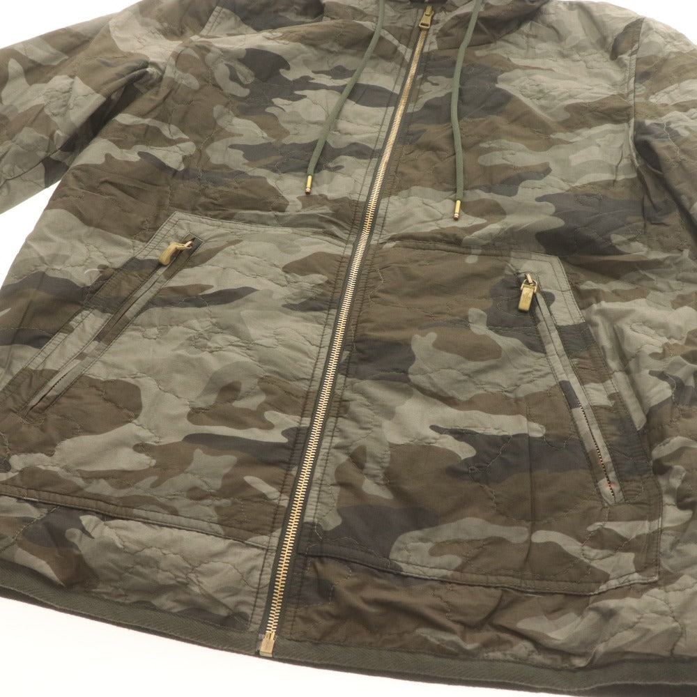 ■ モンクレール ダウンジャケット 長袖 アウター 迷彩柄 フード イタリア製 メンズ 3 (L相当) ブラック グレー ブラウン