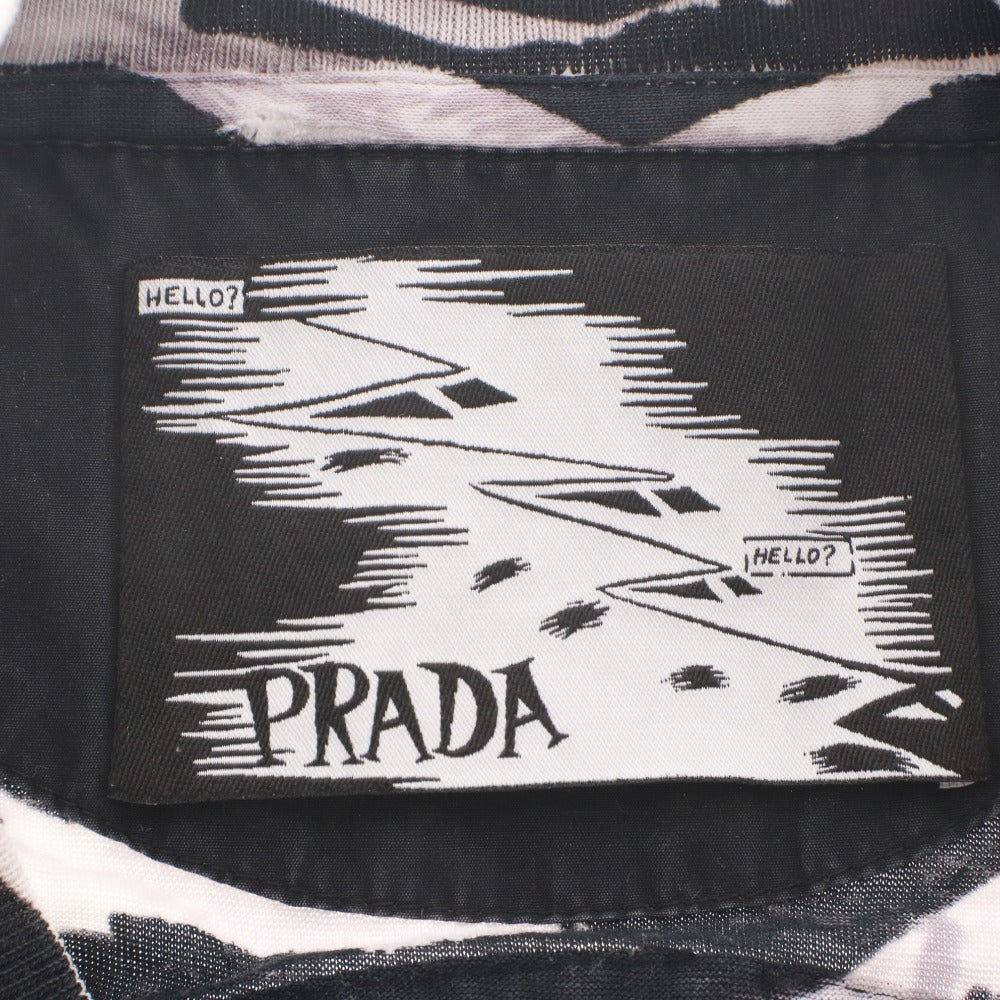 ■ PRADA プラダ ワンピース ノースリーブ ミニ丈 トップス ボトムス ゼブラ プリント レディース XL ホワイト ブラック
