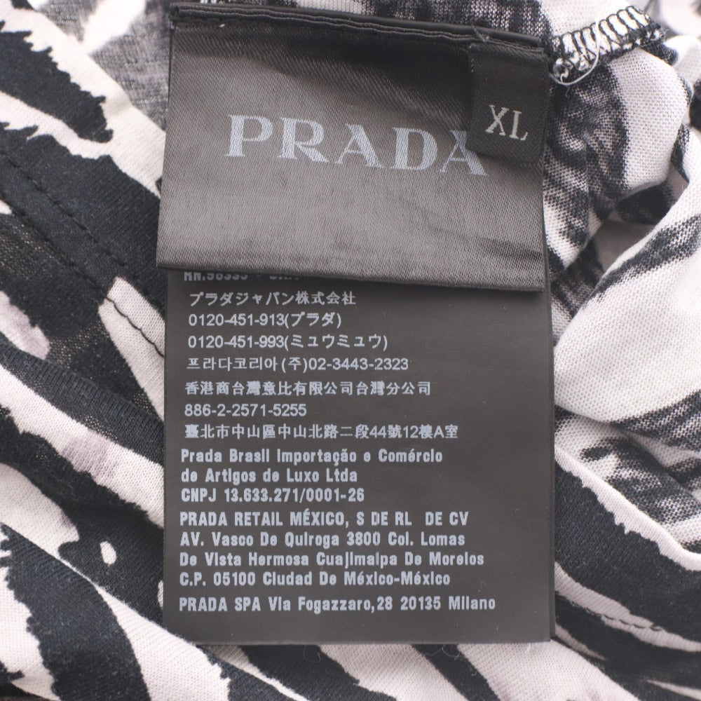■ PRADA プラダ ワンピース ノースリーブ ミニ丈 トップス ボトムス ゼブラ プリント レディース XL ホワイト ブラック