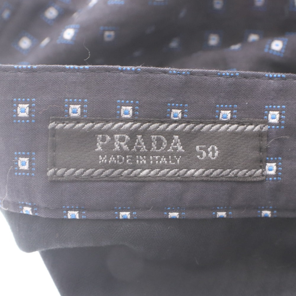 ■ PRADA プラダ ハーフパンツ ショートパンツ ボトムス 小紋柄 スクエア柄 メンズ 50 ネイビー