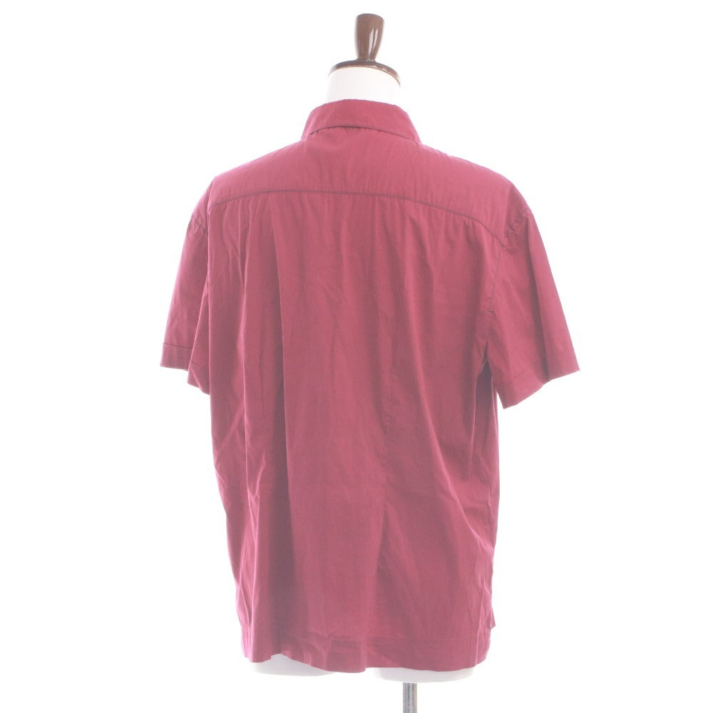 ■ PRADA プラダ シャツ 半袖 トップス ステッチ ポケット メンズ XL ボルドー系
