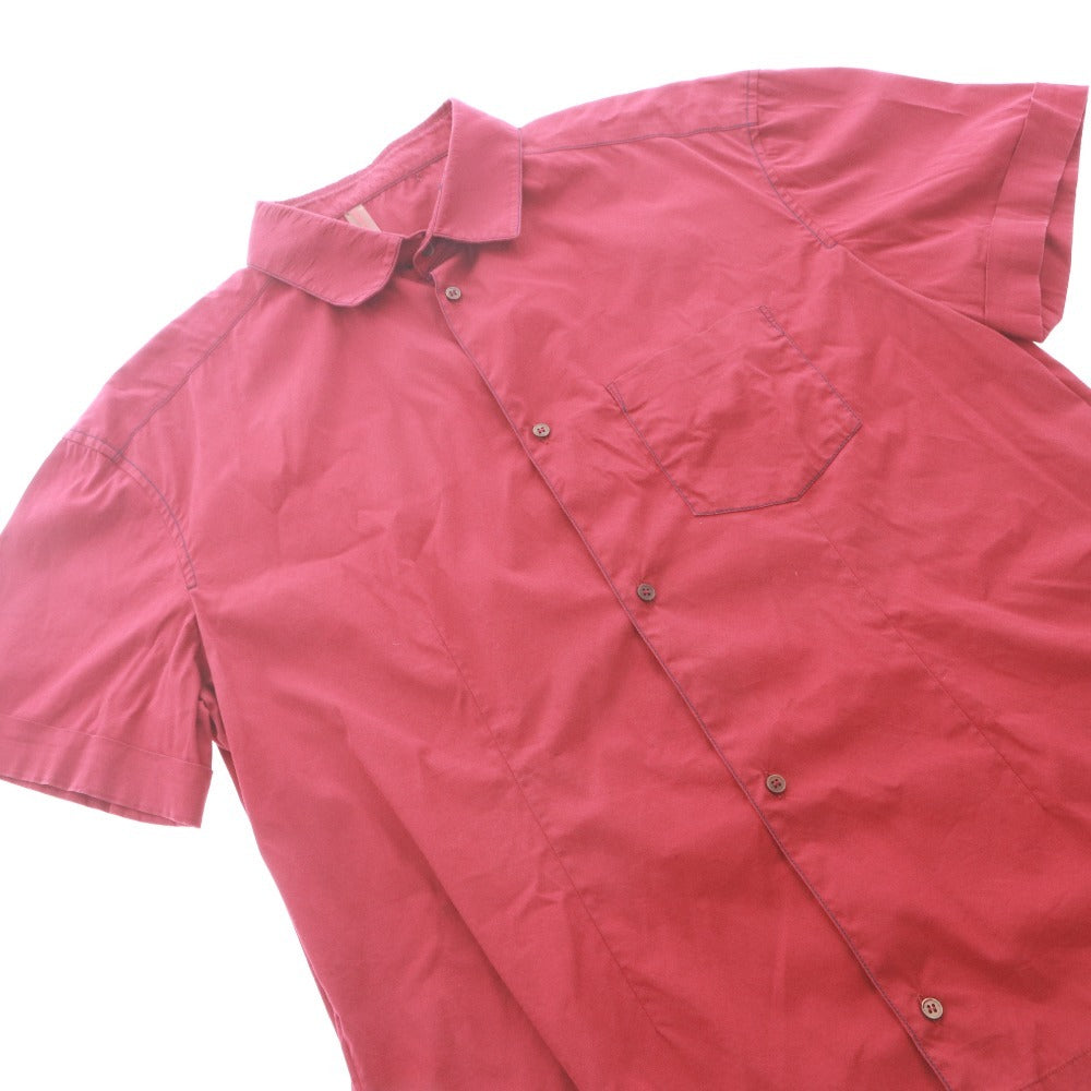 ■ PRADA プラダ シャツ 半袖 トップス ステッチ ポケット メンズ XL ボルドー系