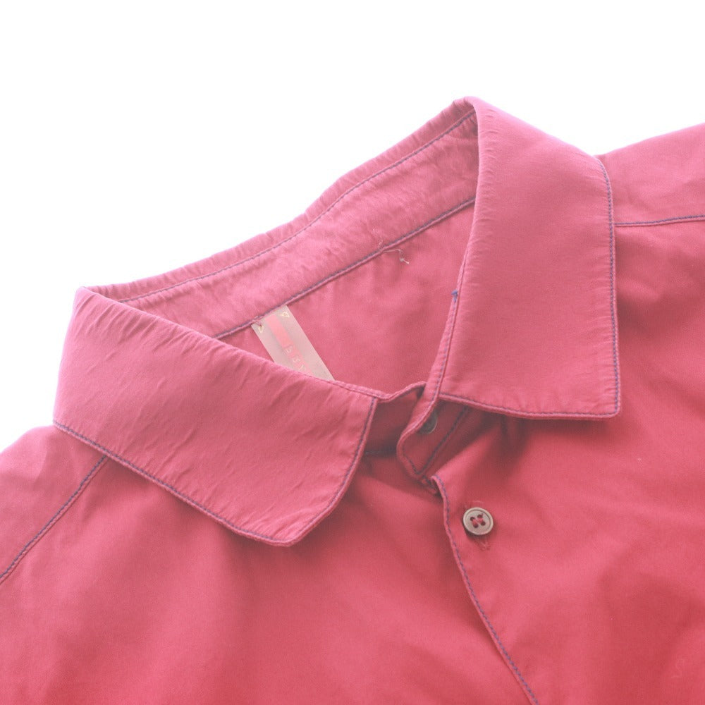 ■ PRADA プラダ シャツ 半袖 トップス ステッチ ポケット メンズ XL ボルドー系
