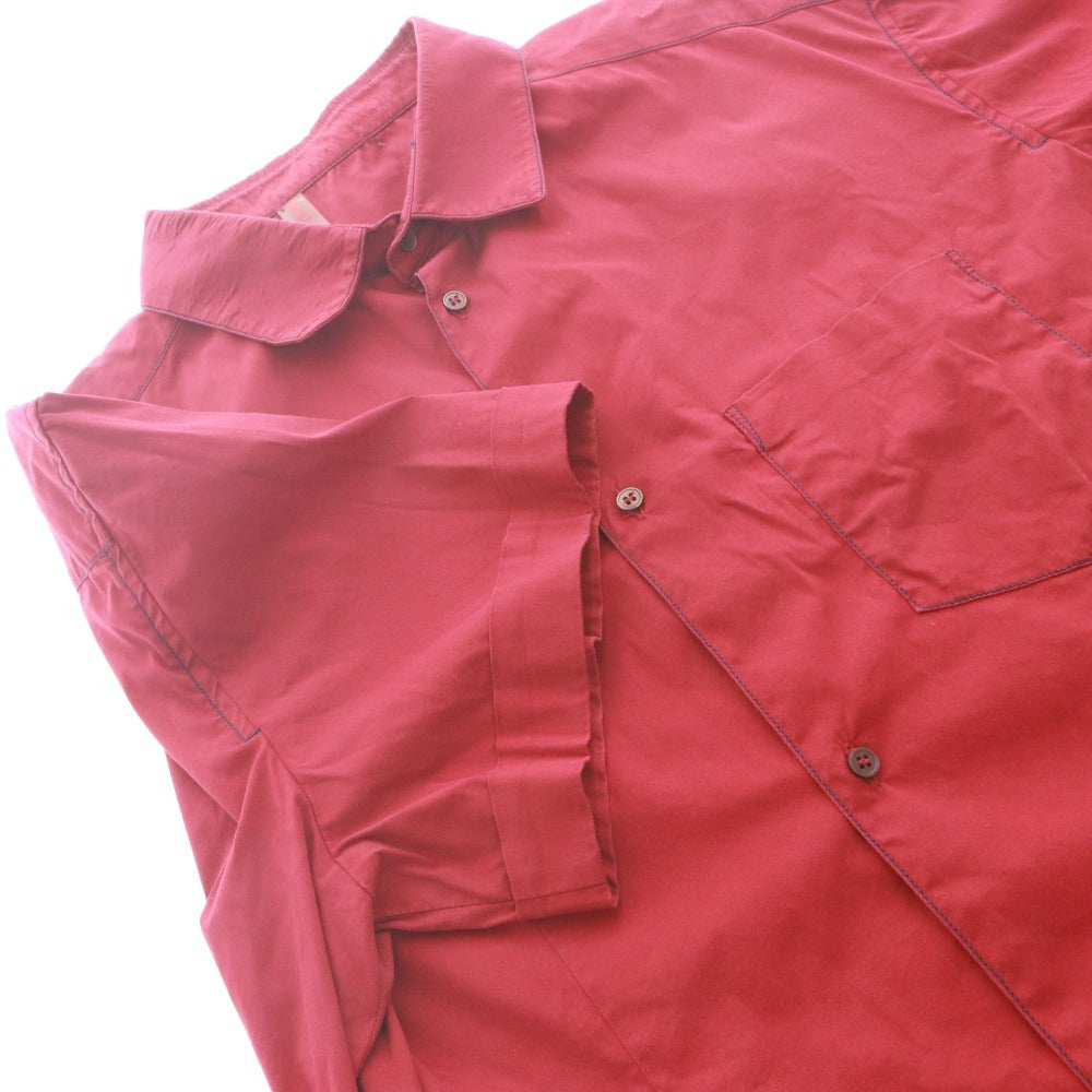 ■ PRADA プラダ シャツ 半袖 トップス ステッチ ポケット メンズ XL ボルドー系