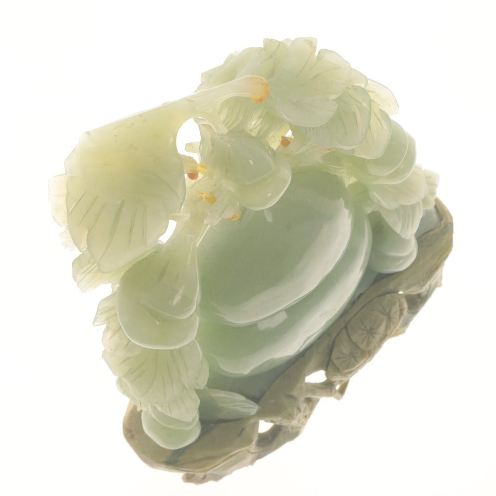 ■ 中国美術 翡翠 ヒスイ 瓢箪 果実 植物 精密彫刻 置物 中国古玩 唐物 縁起物 全長30cm 重量7.5kg 訳あり