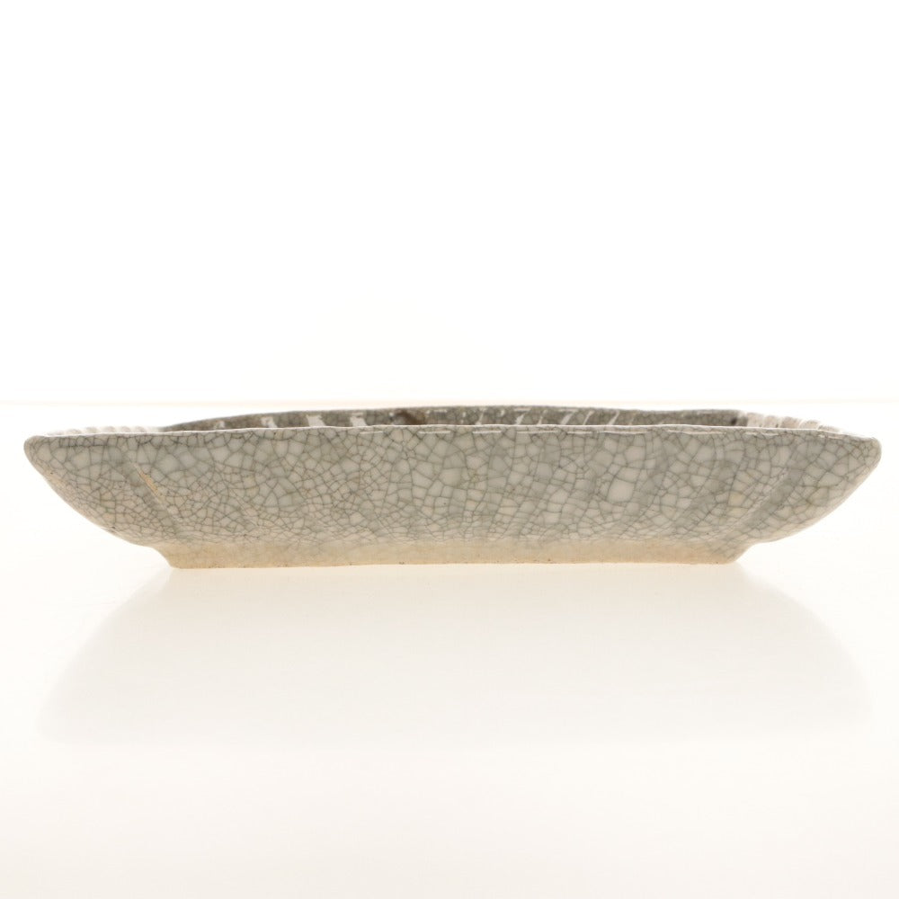 ■ Kyoto Awataguchi Ware, Overglaze Enamel Floral Design, Square Plate, Kenzan Style, Pattern, Signed, Seal, Ceramic, Sweets, Ornament, Medium Rectangular Plate, Overall Length 19.6 cm