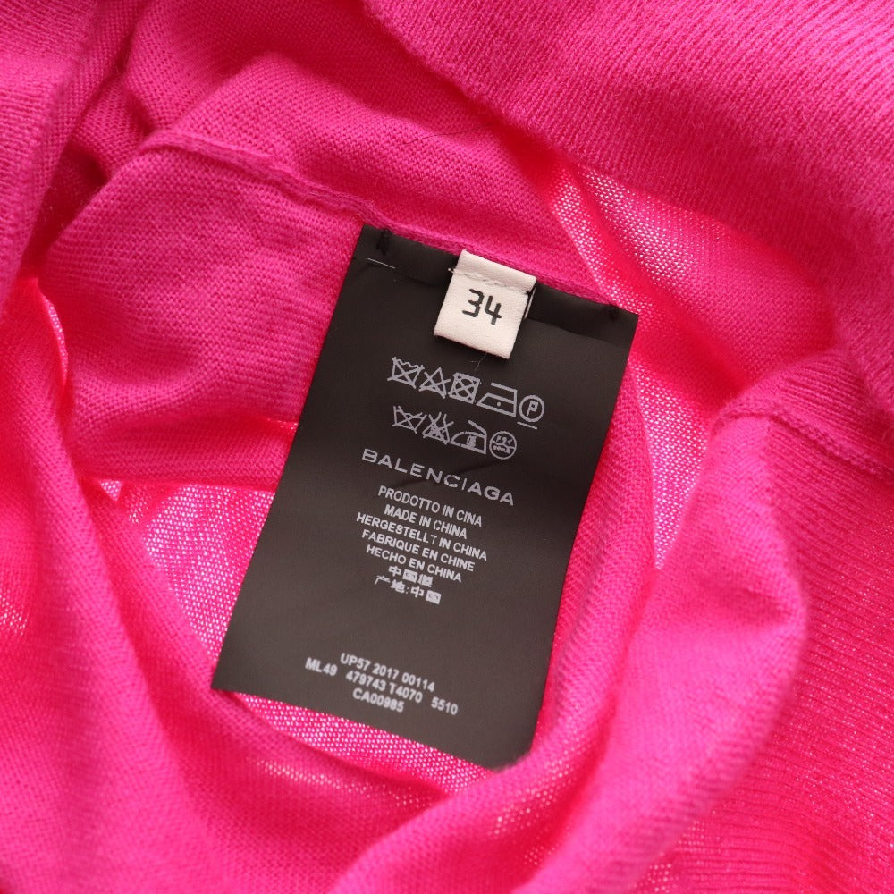 ■ バレンシアガ タートルネック ニット 長袖 トップス カシミヤ100% レディース 34 ピンク