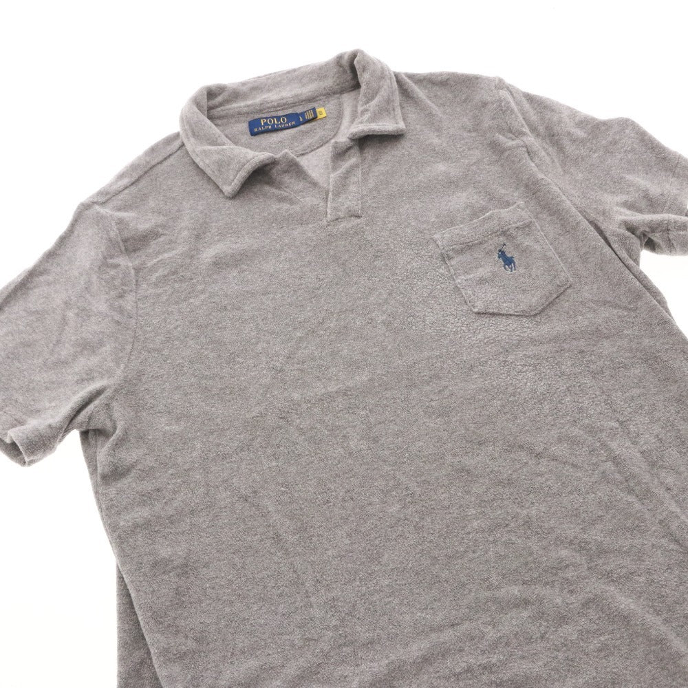 ■ ラルフローレン ポロシャツ 半袖 トップス パイル地 オープンカラー メンズ LG （L相当） グレー