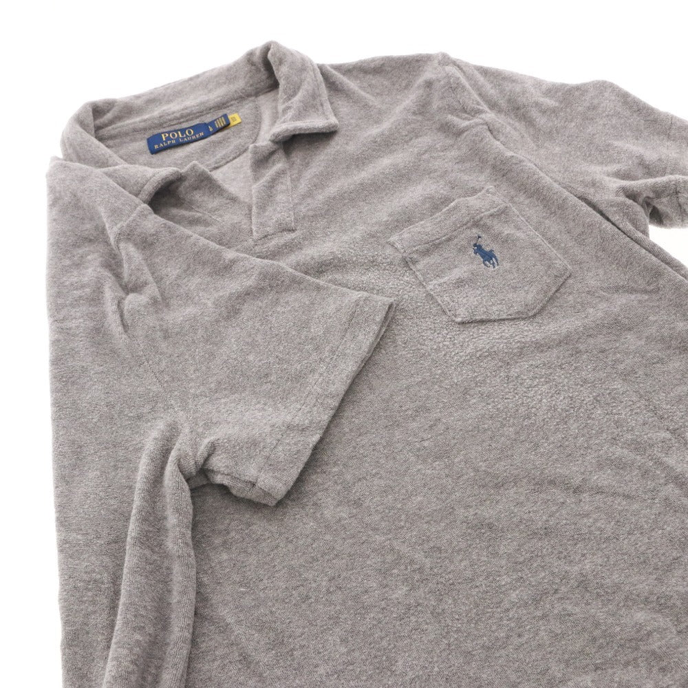 ■ ラルフローレン ポロシャツ 半袖 トップス パイル地 オープンカラー メンズ LG （L相当） グレー