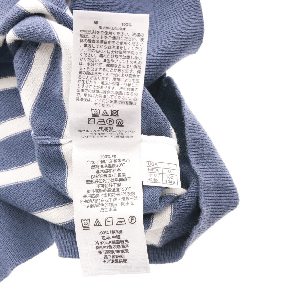 ■ ブルックスブラザーズ カットソー 長袖 トップス ボーダー 綿100％ メンズ L ネイビー ホワイト タグ付き 未使用