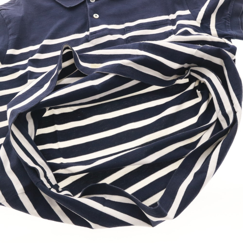 ■ モンクレール ポロシャツ トップス ワッペン ボーダー メンズ L ネイビー ホワイト