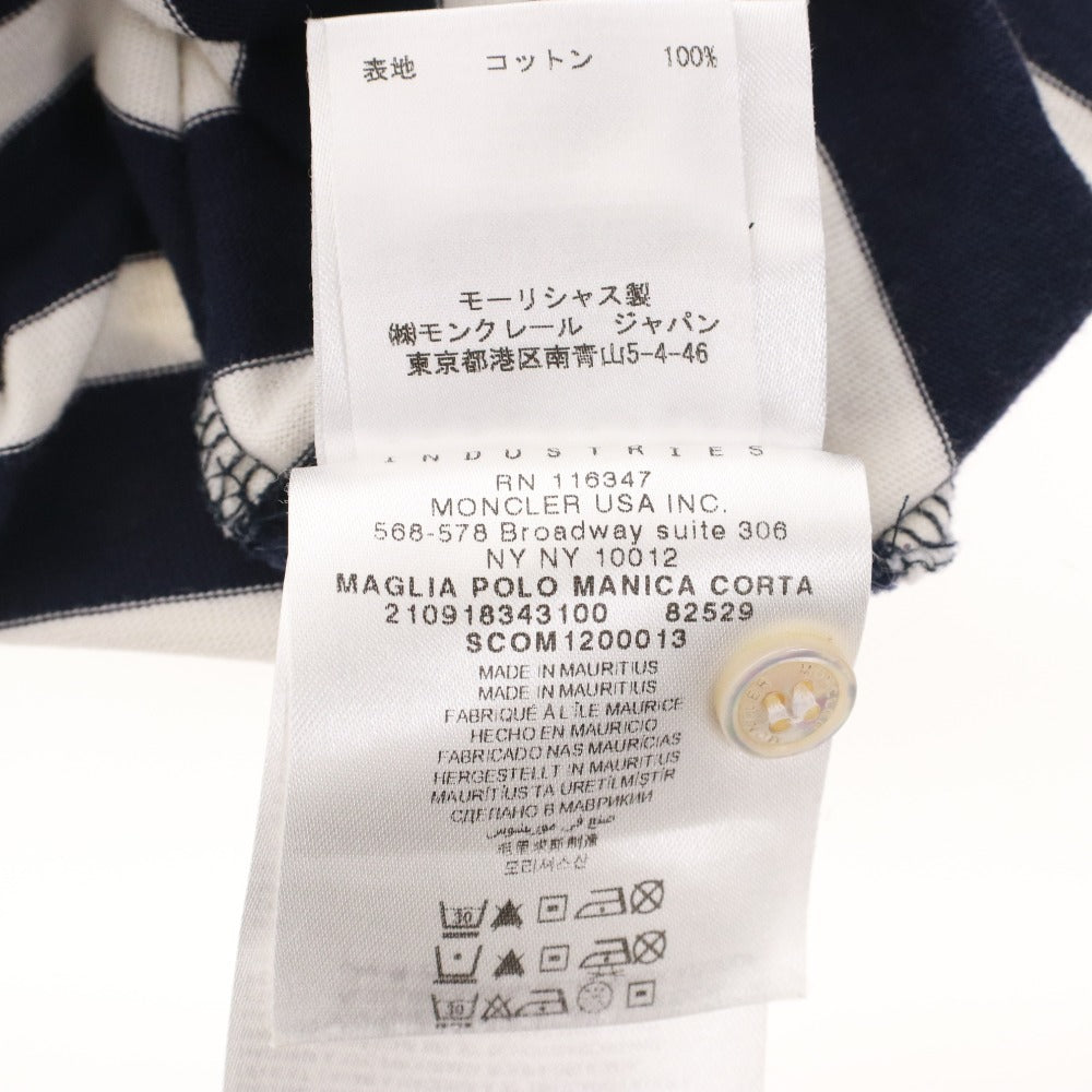 ■ モンクレール ポロシャツ トップス ワッペン ボーダー メンズ L ネイビー ホワイト