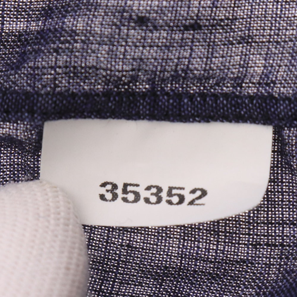 Finamore Men's Short Sleeve Shirt (35352), Made in Italy, 100% Linen, Size 37 (equivalent to XS), Navy