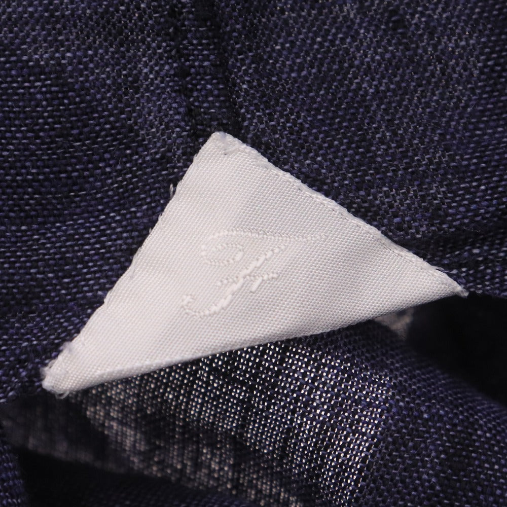 Finamore Men's Short Sleeve Shirt (35352), Made in Italy, 100% Linen, Size 37 (equivalent to XS), Navy